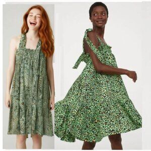 H&M Green Animal Print BabyDoll Dress